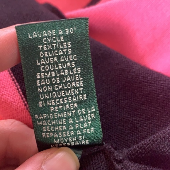 Lauren Active By Ralph Lauren Pink/Black 100% cotton Cricket Sweater Size S - Picture 9 of 11